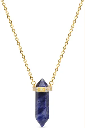 Nialaya Dumortierite crystal-embellished necklace