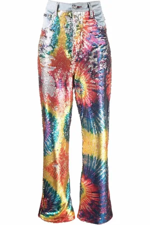 Philipp Plein Tie dye-print sequinned jeans
