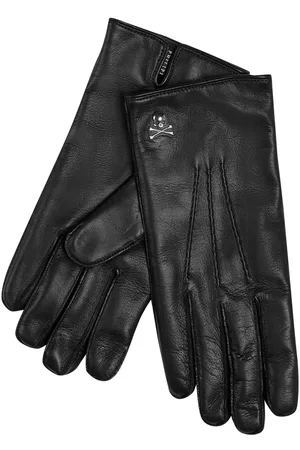 Philipp Plein Homem Luvas - Skull-plaque leather gloves