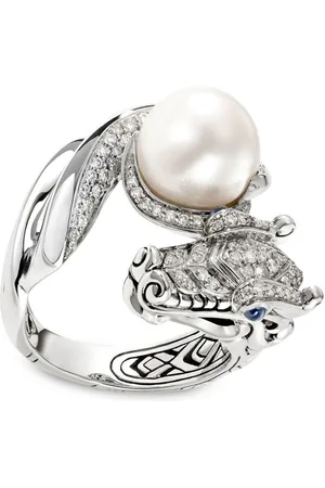 John Hardy Legends Naga freshwater pearl and diamond pav?? ring