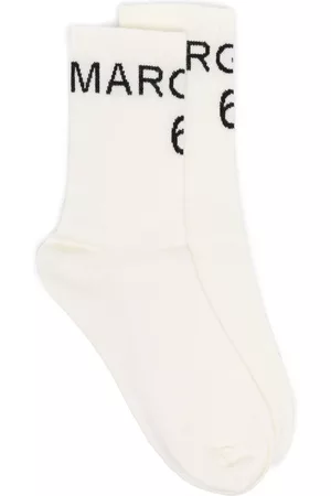 Maison Margiela Mulher Meias - Embroidered-logo ribbed socks