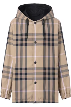 Burberry Homem Casacos - Check-pattern reversible hooded jacket