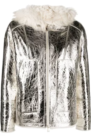 YVES SALOMON Mulher Casacos de Pele & Couro - Metallic-effect zip-up leather jacket
