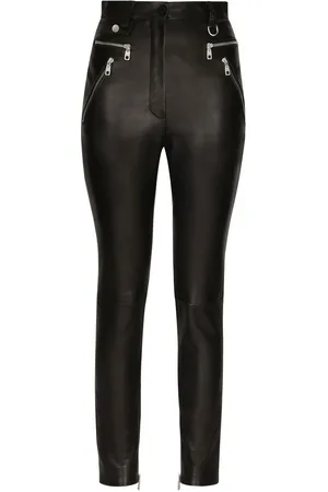 Dolce & Gabbana Zip-detail faux-leather trousers
