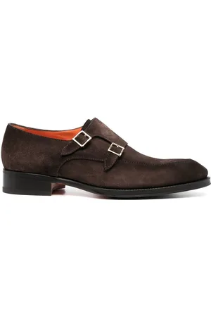 santoni Bucked suede monk shoes
