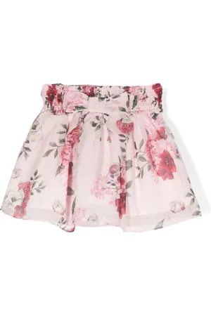 PATACHOU Bow-detail floral chiffon skirt