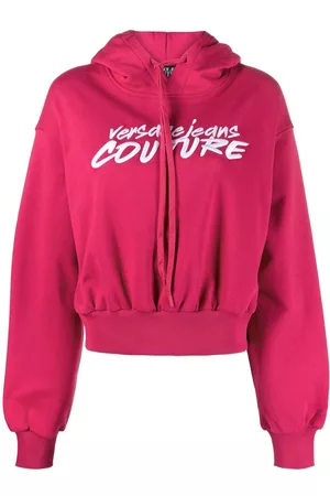 VERSACE Mulher Hoodies - Logo-embroidered cropped hoodie