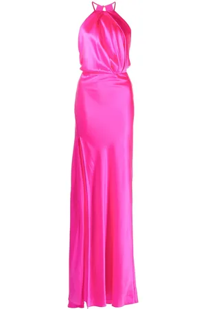 Michelle Mason Pleat-detail halterneck gown