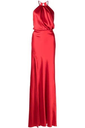 Michelle Mason Pleat-detail halterneck gown