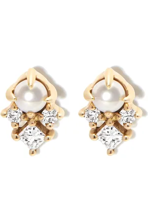 Mateo 14kt yellow The Little Things diamond pearl stud earrings