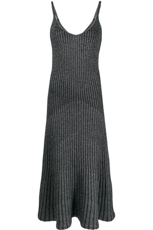 N.PEAL Lurex-knit detail midi dress