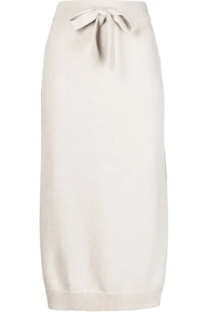 N.PEAL Side-slit cashmere skirt