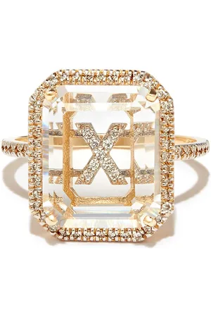 Mateo 14kt yellow X Initial diamond ring