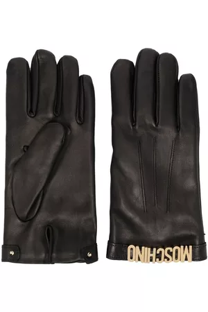 Moschino Homem Luvas - Logo-letter leather gloves