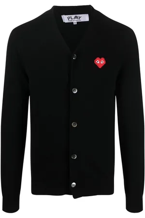 Comme des Garçons Logo-patch fine-knit cardigan