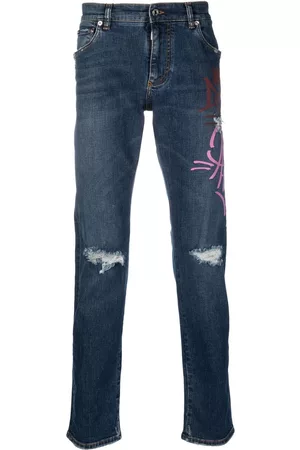 Dolce & Gabbana Homem Calças de ganga Slim - Graffiti-print slim-cut jeans