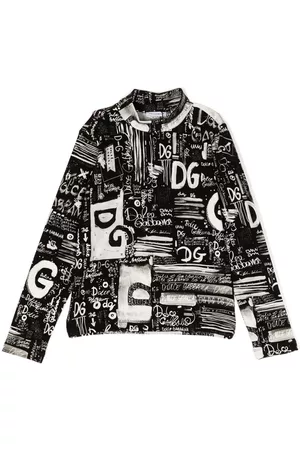 Dolce & Gabbana Menina T-shirts & Manga Curta - Logo-print mock-neck top
