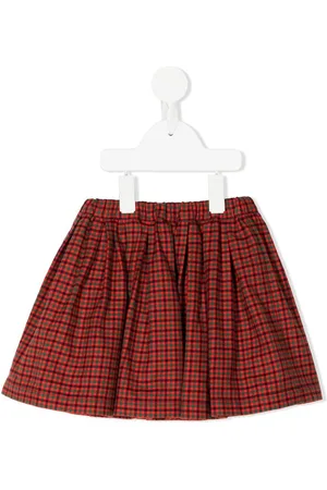 Familiar Elasticated-waist check-print skirt