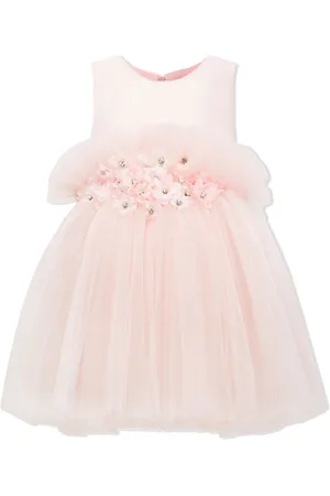 Tulleen Floral-appliqu?? tulle dress