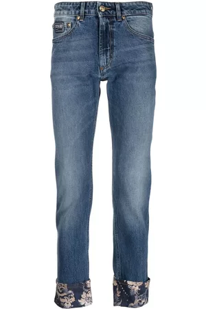 VERSACE Homem Calças de ganga Slim - Floral-print cropped jeans