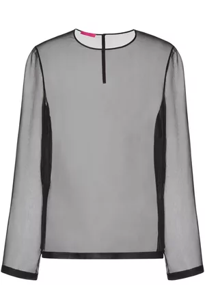 VALENTINO Homem Tops - Sheer long-sleeved chiffon top