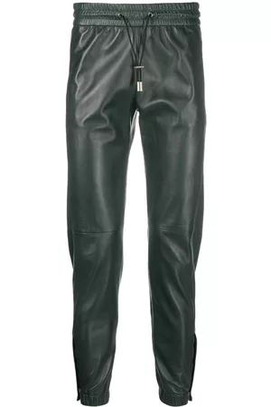 Saint Laurent Leather tapered-leg trousers