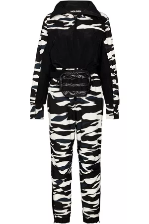 Holden Mulher Fatos de Esqui - Zebra print high-neck ski suit