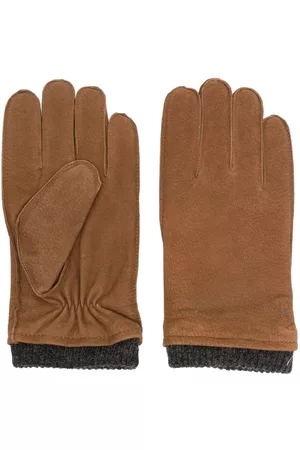 Ralph Lauren Ribbed-trim leather gloves