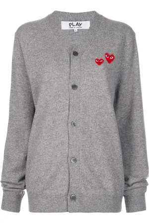 Comme des Garçons Double heart-patch knit cardigan