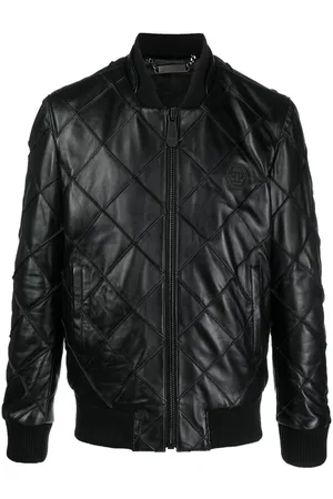 Philipp Plein Quilted leather bomber jacket