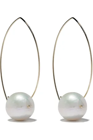 Mizuki 14kt pearl hoop earrings