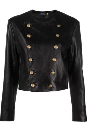 Ralph Lauren Mulher Casacos de Pele & Couro - Double-breasted leather jacket