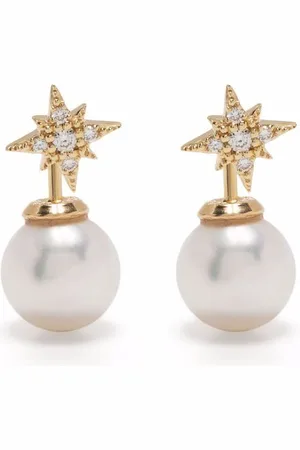 Mizuki 14kt yellow small diamond pearl earrings
