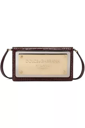 Dolce & Gabbana Homem Phones - Logo-plaque leather phone bag