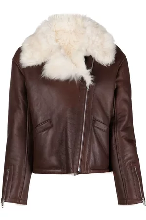 Durazzi Milano Mulher Casacos de Pele & Couro - Shearling-collar leather jacket