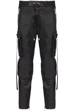 Balmain Drawstring-fastening waist leather trousers