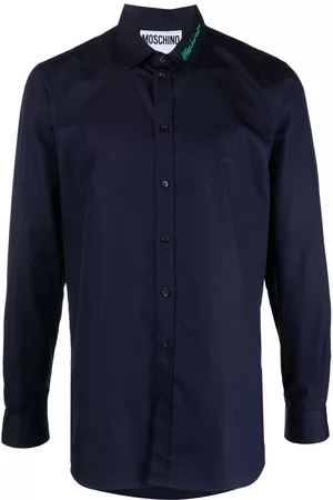 Moschino Homem Camisa Formal - Logo-embroidered collar shirt