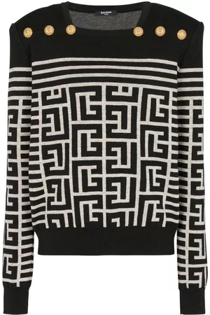 Balmain Monogram buttoned knitted top