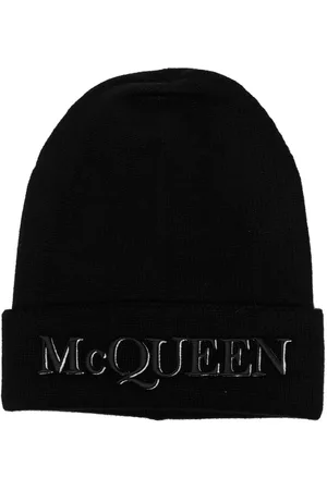 Alexander McQueen Embroidered-logo fine-knit beanie