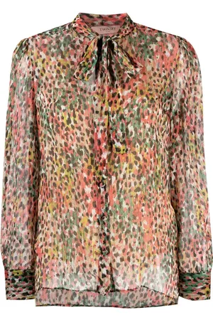 Twin-Set Animal-print pussy-bow blouse