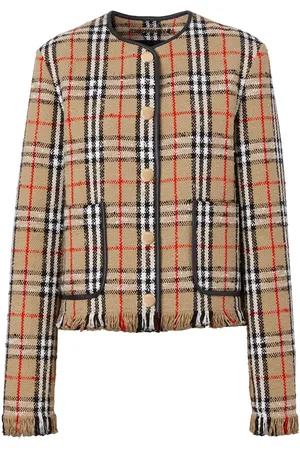 Burberry Vintage-Check Boucl?? collarless jacket