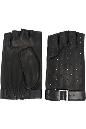 AGNELLE Mulher Luvas - Brunette studded fingerless leather gloves