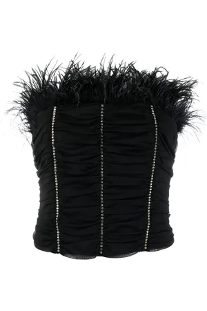 Patrizia Pepe Crystal-embellished feather-detail top