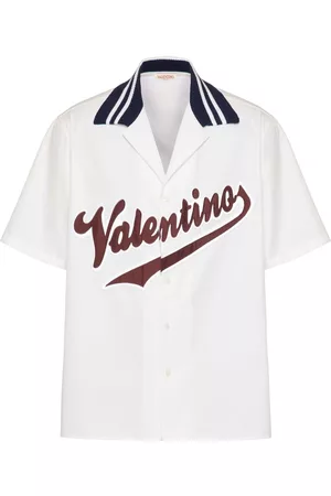 VALENTINO Logo-patch cotton bowling shirt