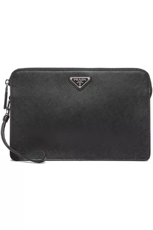 Prada Homem Malas - Logo plaque saffiano clutch