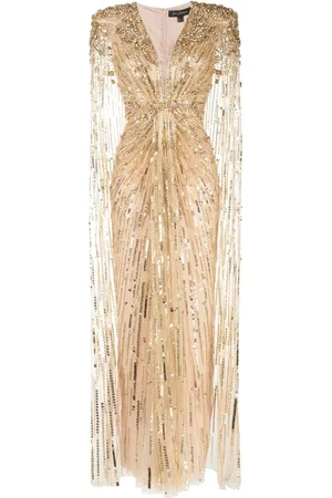 Jenny Packham Lotus Lady sequin-embellished cape gown