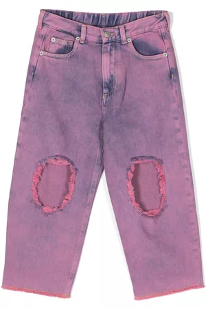 Maison Margiela Ripped-detail straight-leg jeans