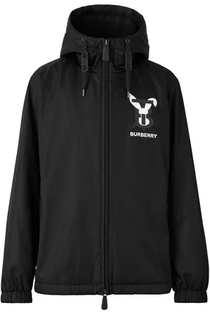 Burberry Homem Casacos - Rabbit-print hooded jacket
