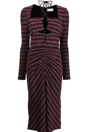 Rebecca Vallance Glitter-striped keyhold detail dress