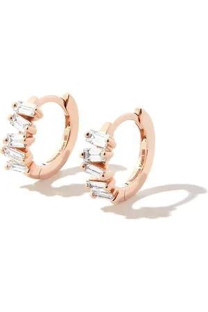 Suzanne Kalan 18kt rose gold Bold diamond huggie earrings